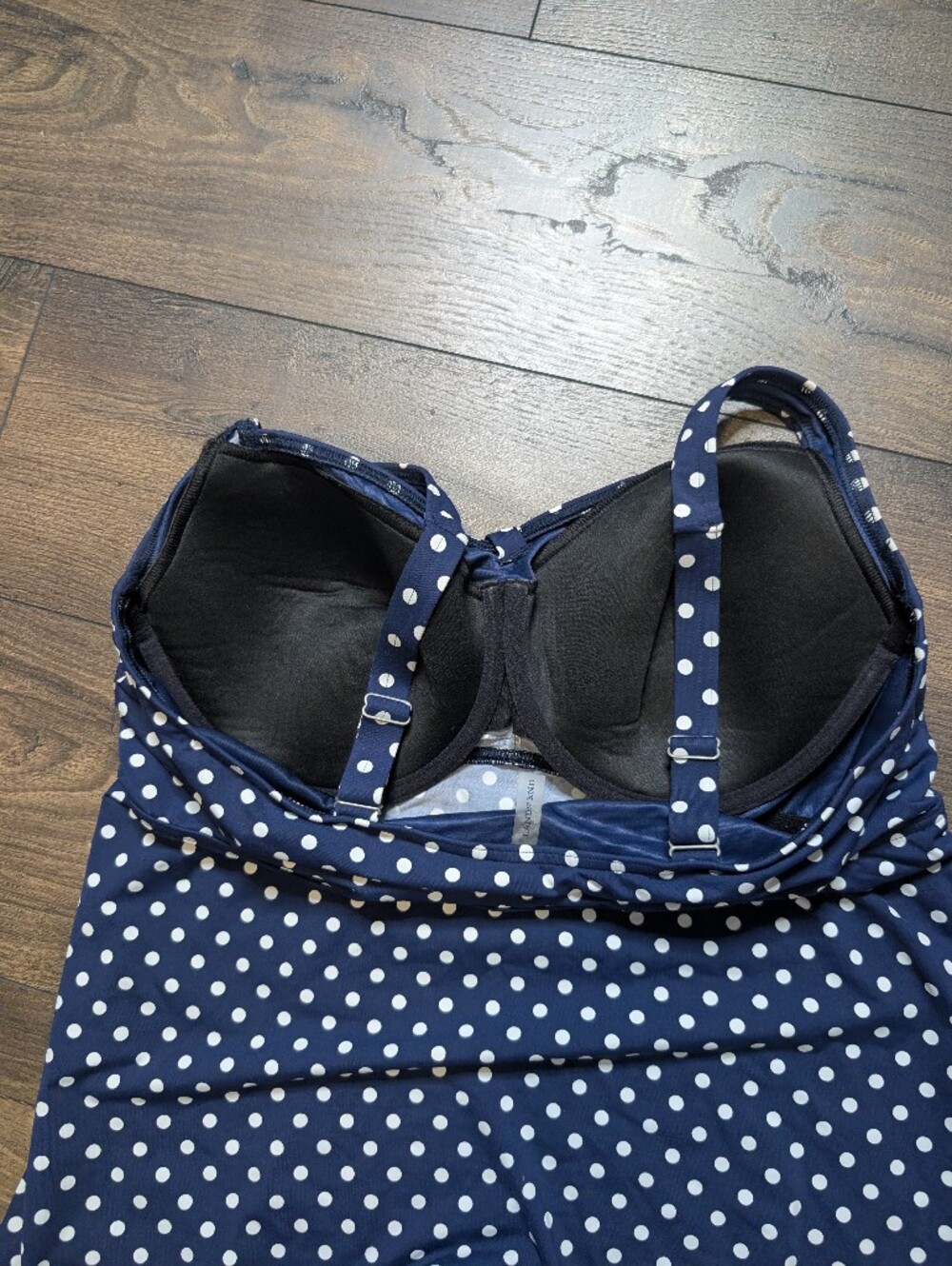Lands' End Navy and White Polka Dot Tankini Camisole Size 14D - Picture 7 of 7